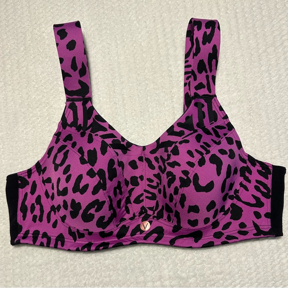 Lane Bryant LIVI Active Max Support Underwire Purple/Black Leopard Sports Bra - Picture 8 of 8